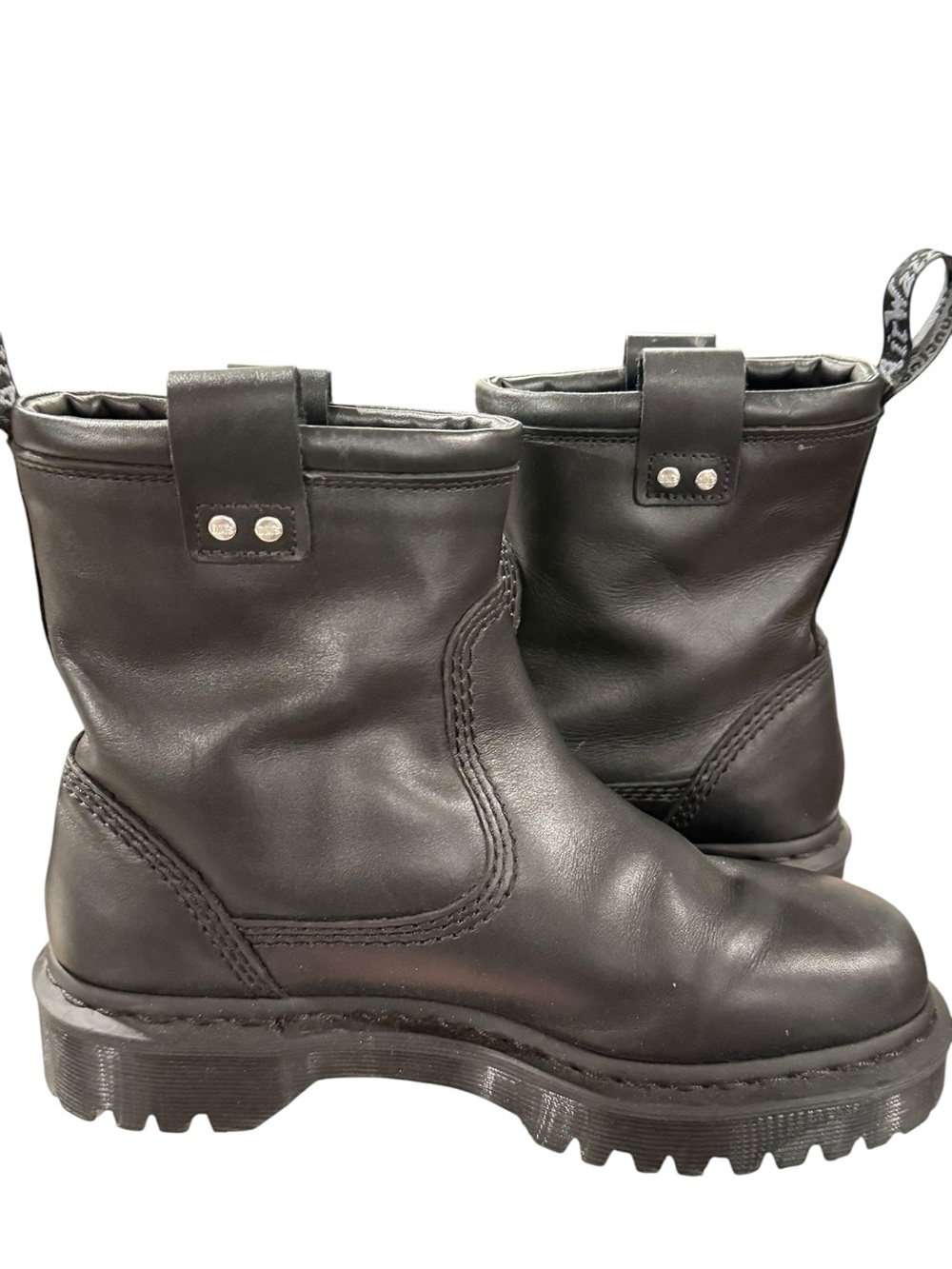 Dr. Martens Black Leather Ankle Pull-Tab Boots